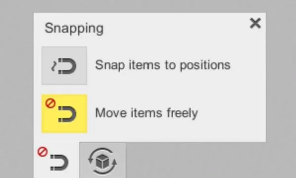 Image showing where to find the item snapping settings in EasyCargo container stuffing software.