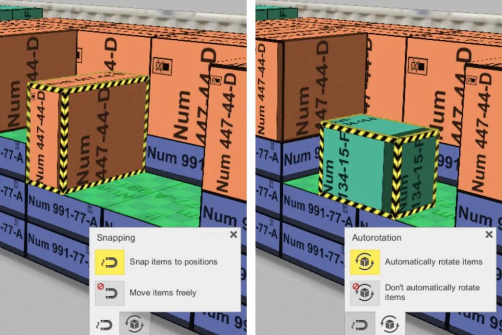 Picture of where you can find the new manual loading controls in EasyCargo load planning software.