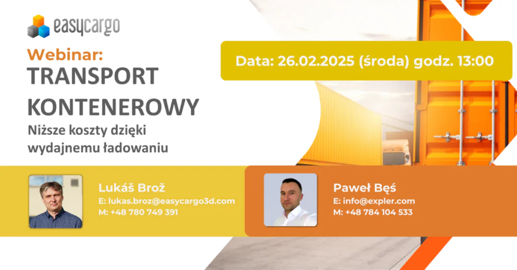 Webinar – Transport kontenerowy: Niższe koszty dzięki wydajnemu ładowaniuData: 26 lutego 2025 r.Godzina: 13:00 CETCzas trwania: 40 minut