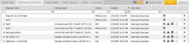 How does a shipment created via API request look like in EasyCargo software